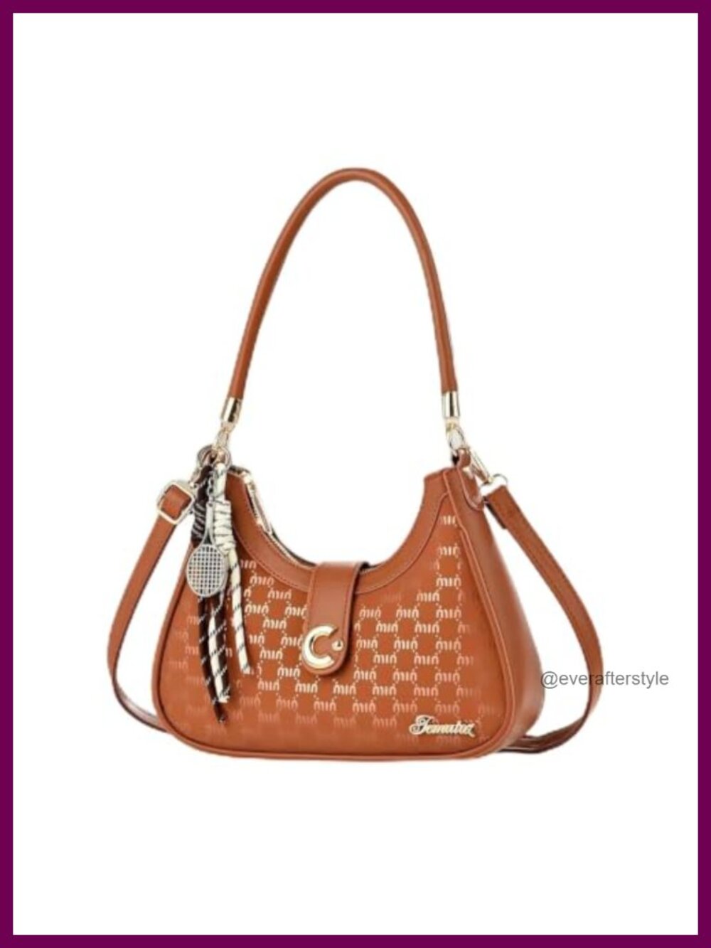 Vegan Leather Flap Crossbody Bag Magnetic Snap Detachable Strap